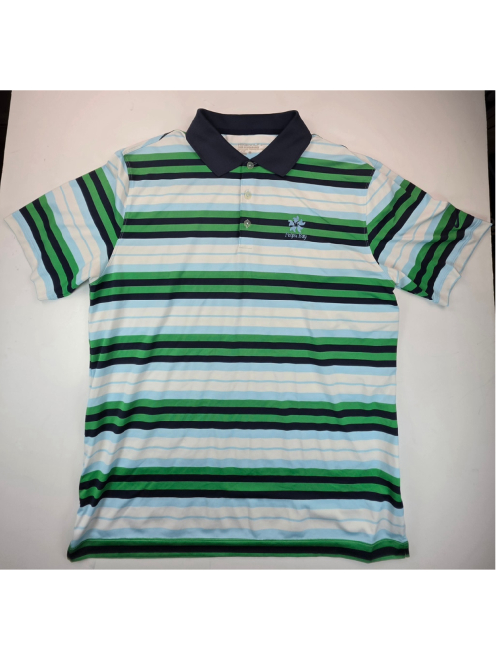 Nike Golf Tour Performance Dri-FIT Polo Poipu Bay Striped Blue Green Mens Large